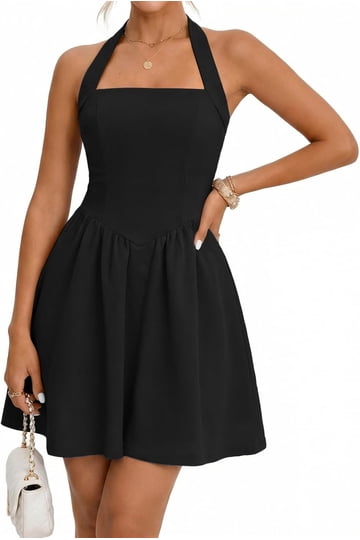 walmart halter dress Time and Tru Women's Linen Blend Lace Up Halter Dress, Sizes Xs-xxxl, Blue