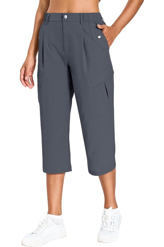 Women's Cargo Capri Pants Lightweight Quick Dry Travel Hiking Pants Water Resistant Outdoor Capris with 6 Pockets UPF 50+ Summer Wear