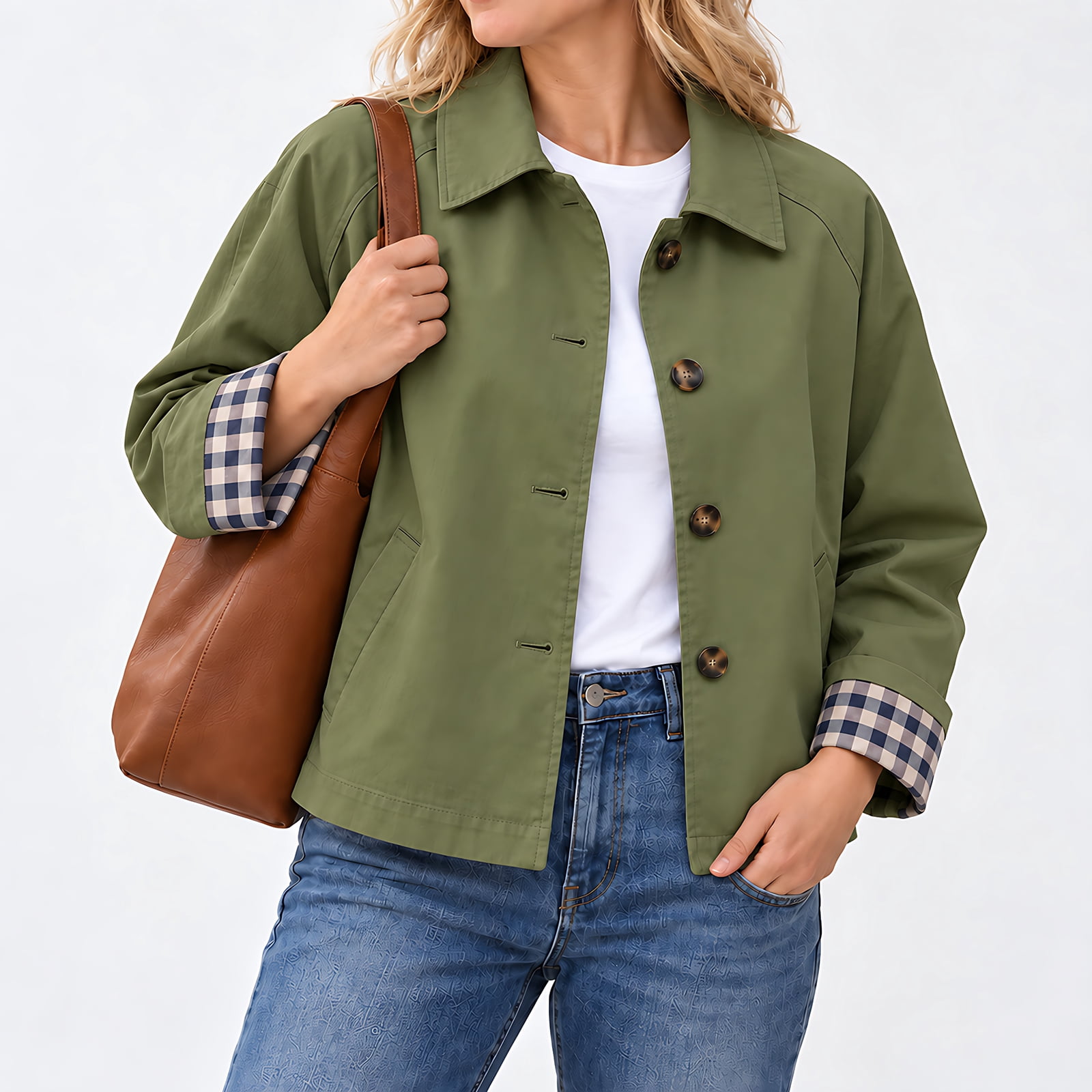 Short Ranch Jacket otnbgsr Women's Short Trench Jacket 2026 Cropped Single Breasted Coat ...