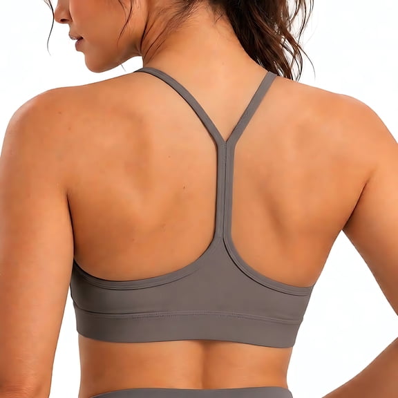 otnbgsr Women's Strappy Yoga Sports Bra Y Back Scoop Neck Workout Top with Removable Pads, Four Way Stretch Spaghetti Strap Active Bra