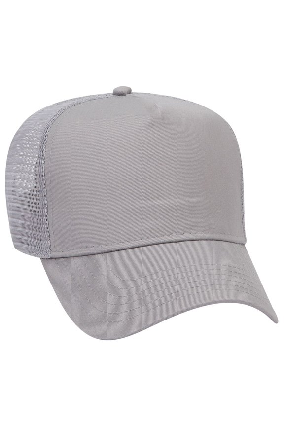 OTTO Cotton Blend Twill 5 Panel Pro Style Mesh Back Trucker Hat - Gray