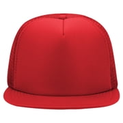 otto snap round flat visor high crown mesh back 5 panel trucker snapback - kly/wht/kly