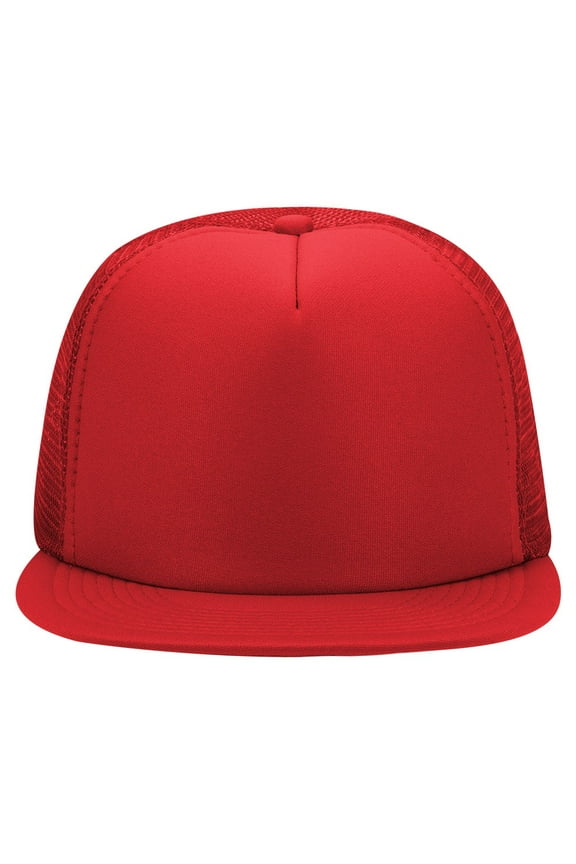 otto snap round flat visor high crown mesh back 5 panel trucker snapback - kly/wht/kly