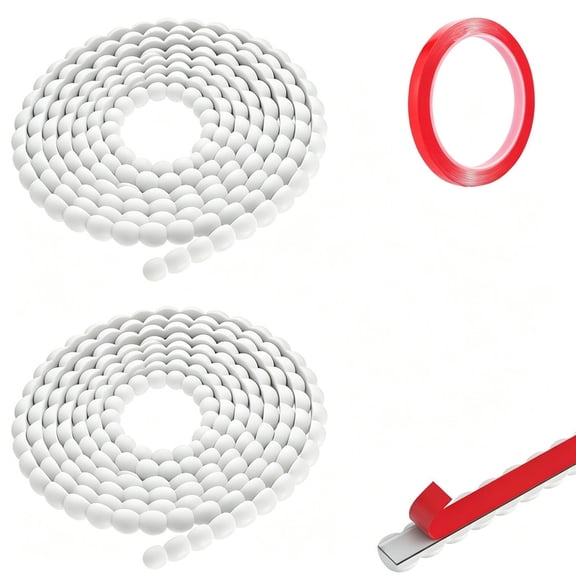 ouhos 2 Rolls 10Ft /15 mm Flexible Molding Trim Peel and Stick for Walls Decorative Bead Pearl DIY Wall Trim for Bathroom Mirror Frame Border Backsplash Ceiling Cabinet TV Wall Edge(White)