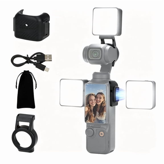 ouhos 3Pcs Magnetic Auxiliary Light for DJI Osmo Pocket 3 Accessories, Rechargeable Mini LED Fill Light with Mount & Storage Bag, 3 Color Mode, Brightness Adjustable for Selfie Vlog Recording, Makeup