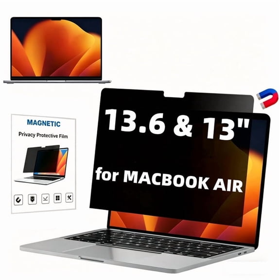 ouhos Magnetic Privacy Screen for MacBook Air 13 & 13.6 Inch (2022-2026, M2-M5) Removable Laptop Privacy Filter Shield and Protector