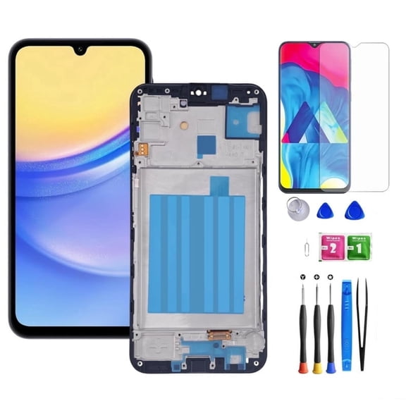 ouhos For Samsung Galaxy A15 4G / 5G Screen Replacement with Frame Kit, Model A156u A156m S156vl A156w LCD Touch Display Digitizer Assembly with Repair Part Tools 6.6 Inch(Black)