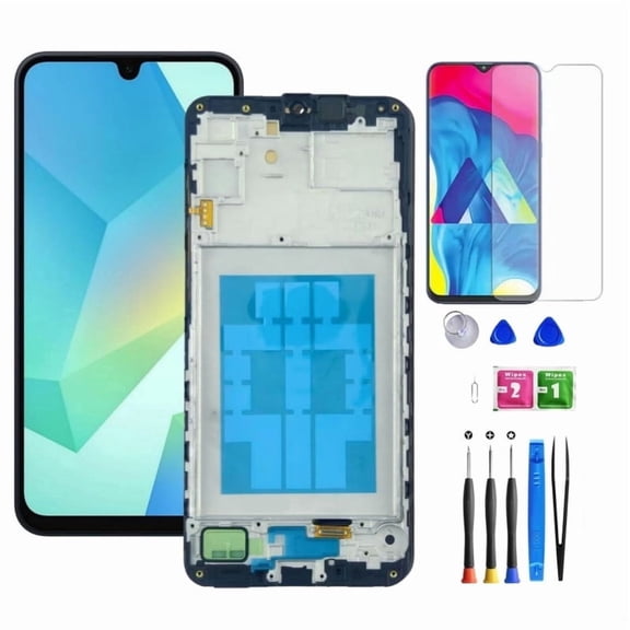 ouhos For Samsung Galaxy A16 5G Screen Replacement with Frame Kit, Model A166e A166u A166p s166v A166w S166dl LCD Touch Display Digitizer Assembly with Repair Part Tools 6.7 Inch, Black(Not for 4G)