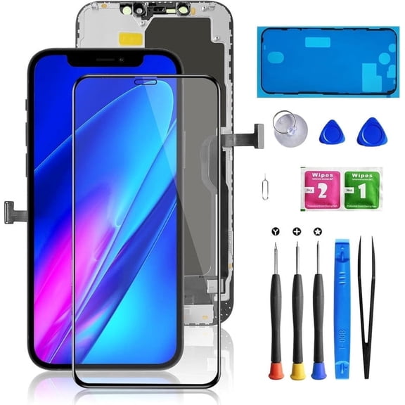 ouhos For iPhone 12 Pro Max Screen Replacement 6.7 Inch, Diykitpl 3D Touch LCD Digitizer Screen for A2342, A2412, A2411, A2410 with Repair Tools Kit+Screen Protector+Waterproof Seal(Black)