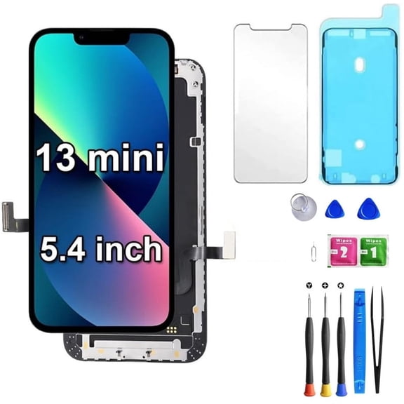 ouhos For iPhone 13 Mini Screen Replacement 5.4 Inch, 3D Touch LCD Display Digitizer Assembly with Repair Tool, Compatible with Model A2481, A2626, A2628, A2629, A2630(Black)