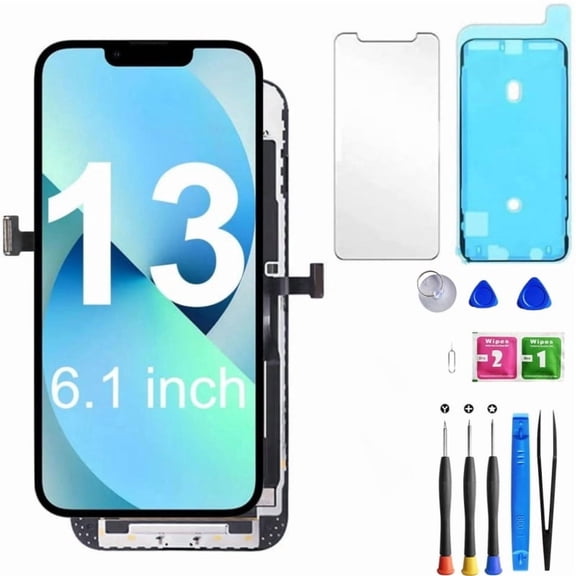 ouhos For iPhone 13 Screen Replacement 6.1 Inch, 3D Touch LCD Display Digitizer Frame Assembly with Repair Tools - Model A2482, A2631, A2633, A2634, A2635(Black)