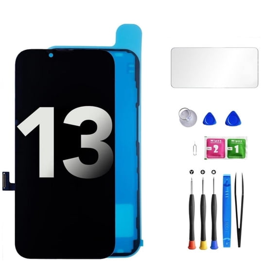 ouhos For iPhone 13 Screen Replacement Kit, 6.1" LCD Display Touch Digitizer Assembly with Frame Adhesive and Repair Tools, Black(Model A2633 / A2482 / A2631 / A2634 / A2635)