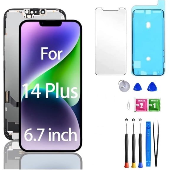 ouhos For iPhone 14 Plus Screen Replacement 6.7 Inch (Model A2632, A2885, A2886, A2887, A2888), 3D Touch LCD Display Digitizer Assembly with Repair Tools, Black