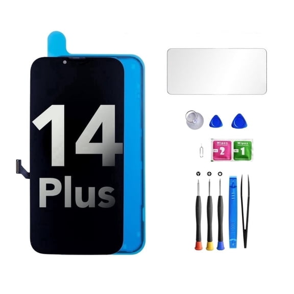 ouhos For iPhone 14 Plus Screen Replacement Kit 6.7" LCD Display Touch Digitizer Assembly with Frame Adhesive and Repair Tools Compatible with A2632 / A2885 / A2886 / A2887 / A2888(Black)