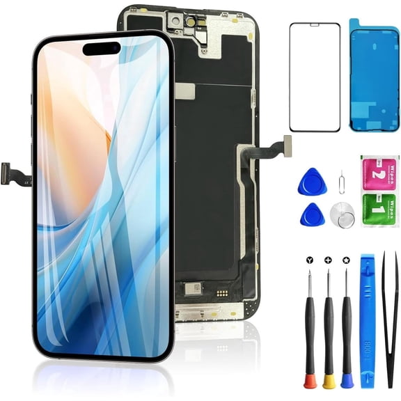 ouhos For iPhone 14 Pro Max Screen Replacement 6.7 Inch, 3D Touch LCD Display for A2651, A2893, A2894, A2895, A2896, with Repair Tools Kit + Waterproof Frame Sticker + Tempered Glass(Black)