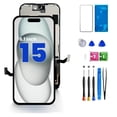 thumbnail image 1 of ouhos For iPhone 15 Screen Replacement, 6.1 Inch 3D Touch LCD Display Full HD Repair Kit, Digitizer Assembly with Tools Set, Tempered Glass, Waterproof Frame Adhesive(Black), 1 of 6