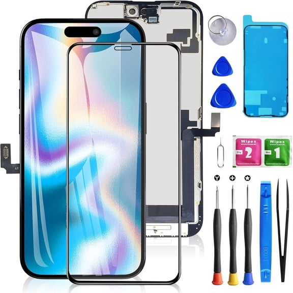 ouhos For iPhone 16 Plus Screen Replacement 6.7 Inch, 3D Touch LCD Screen Display Digitizer Frame Assembly Repair Kit with Waterproof Seal+Repair Tools+Screen Protector for A3290, A3082, A3289, A3291