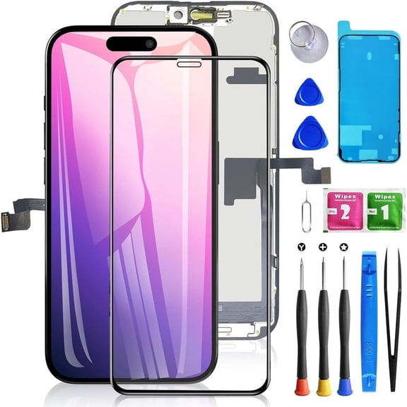 ouhos For iPhone 16 Pro Max Screen Replacement 6.9 Inch, 3D Touch LCD Screen Display Digitizer Frame Assembly Repair Kit with Waterproof Seal+Repair Tools for A3296, A3084, A3295, A3297