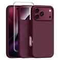 thumbnail image 1 of ouhos for iPhone 18 Pro Magnetic Silicone Case, Built-in Screen Protector, Full Camera Lens Protection, Shockproof Drop Resistant Slim Phone Cover, Burgundy, 1 of 7