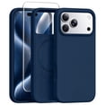 thumbnail image 1 of ouhos for iPhone 18 Pro Max Magnetic Silicone Case, Built-in Screen Protector, Full Camera Lens Protection, Shockproof Drop Resistant Slim Phone Cover, Dark Blue, 1 of 7