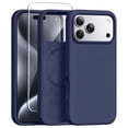 thumbnail image 1 of ouhos for iPhone 18 Pro Max Magnetic Silicone Case, Built-in Screen Protector, Full Camera Lens Protection, Shockproof Drop Resistant Slim Phone Cover, Navy Blue, 1 of 7