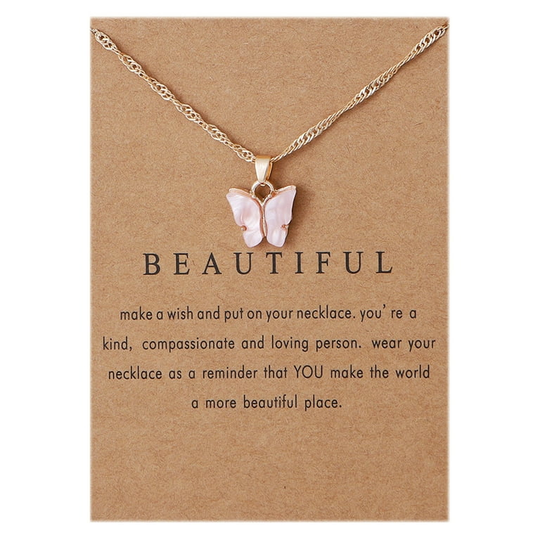 ouhuon 2022 present spring festival new year acrylic butterfly pendant  necklace clavicle chain jewelry simple-pendant accessories 