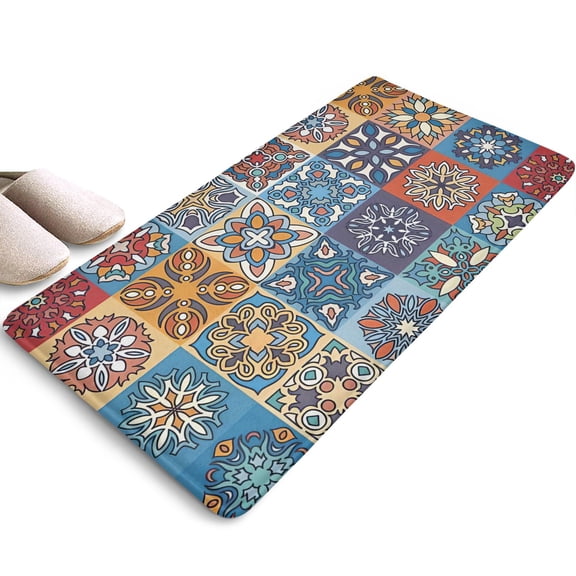 oujbsfw Boho Retro Brown Diamond Pattern Area Rugs