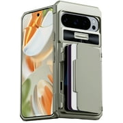 oupeigar For Google Pixel 9/9 Pro Case Wallet, Built-in Card Holder(Store 4-5 Cards) & Slide Camera Cover & Kickstand, Military Grade Protection, Rugged Silicone Case for Pixel 9/9 Pro Case(Titanium)