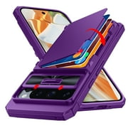 oupeigar For Google Pixel 9 Pro XL Case Wallet, Built-in Card Holder(Store 4-5 Cards) & Slide Camera Cover & Kickstand, Military Grade Protection, Rugged Silicone Case for Pixel 9 Pro XL Case(Purple)