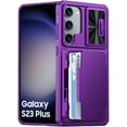 thumbnail image 1 of oupeigar For Samsung Galaxy S23+ Plus Case with RFID Cards Holder, Sliding Camera Cover, Kickstand, Shockproof Protection - Purple, 1 of 10