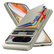 Oupeigar for Google Pixel 9 Pro XL Case With Card Holder&Camera Cover&Kickstand [RFID Blocking] Full-Body Shockproof Wallet Phone Case-Titanium