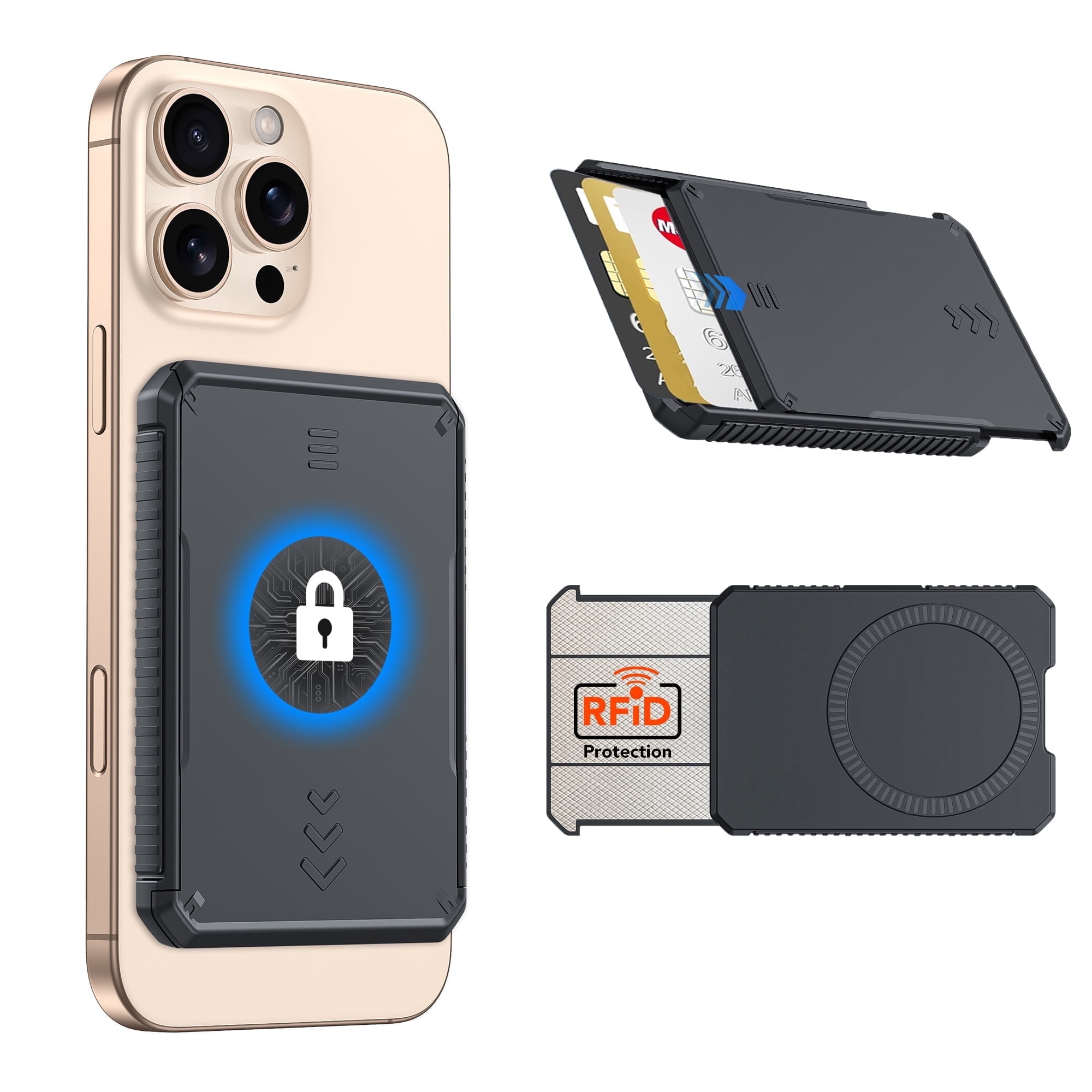 oupeigar for MagSafe Wallet, Strongest Magnetic Wallet for iPhone/Samsung/Google Series, Armor protection Push and pull7 Cards Holder, Magnetic Phone Wallet, RFID Wallet-Black