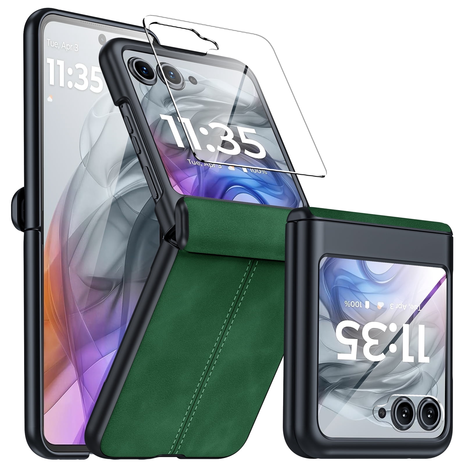 TJS Motorola Razr 2025/2024 Phone Case, Military Grade Noble Lined Shockproof Dual Layer Hybrid Protective Cover For Moto Razr 2024 Black Black