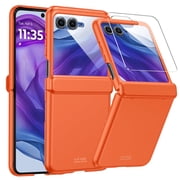 Oupeigar for Motorola Razr 2024/Razr 2025/Razr 2026 Phone Case With Hinge Protection,Screen Protector,Slim Full-Body Rugged Anti-Scratch Shockproof Case-Orange
