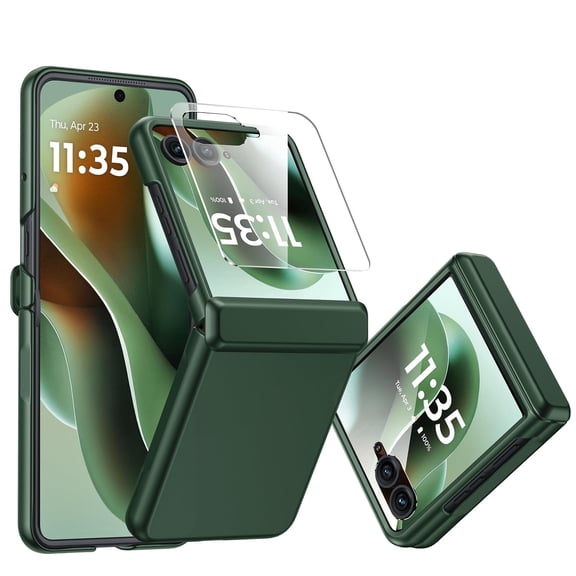 Oupeigar for Motorola Razr 2024/Razr 2025/Razr 2026 Phone Case With Hinge Protection,Screen Protector,Slim Full-Body Rugged Anti-Scratch Shockproof Case-Green