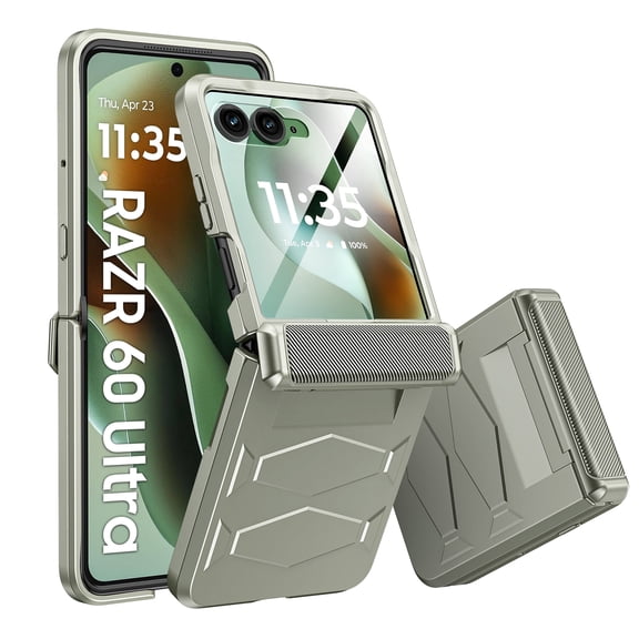 Oupeigar for Motorola Razr 2025 Ultra Armor Case [Non-Slip Texture][Rugged Hinge Protection][Fast Wireless Charging] Durable Rugged Case-Titanium