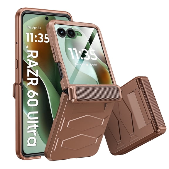 Oupeigar for Motorola Razr 2025 Ultra Armor Case [Non-Slip Texture][Rugged Hinge Protection][Fast Wireless Charging] Durable Rugged Case-Gold