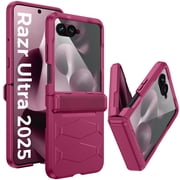 Oupeigar for Motorola Razr Ultra 2025/Razr Ultra 2026 Armor Case [Non-Slip Texture][Rugged Hinge Protection][Fast Wireless Charging] Durable Rugged Case-Red