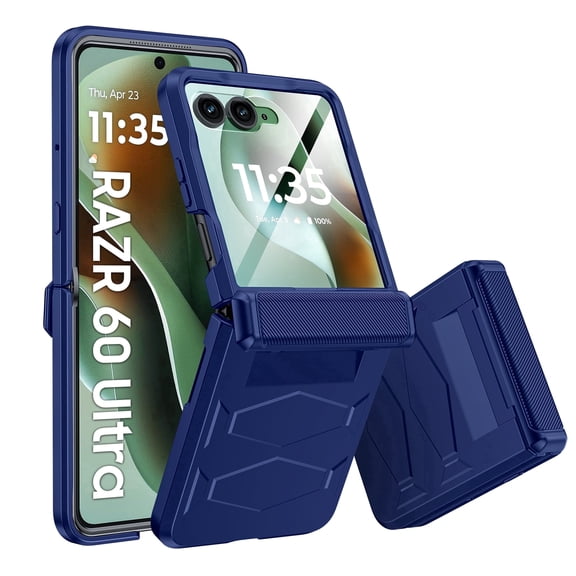 Oupeigar for Motorola Razr Ultra 2025/Razr Ultra 2026 Armor Case [Non-Slip Texture][Rugged Hinge Protection][Fast Wireless Charging] Durable Rugged Case-Blue