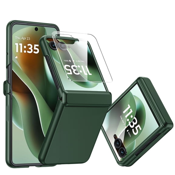 Oupeigar For Motorola Razr 60 Ultra Case With Hinge Protection,Built-in Screen Protector,Slim Full-Body Rugged Anti-Scratch Shockproof Protection Phone Case-Green