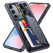 Oupeigar For Samsung Galaxy S24 FE Case Wallet,RFID Cards Holder (4 Cards)&Camera Cover & Kickstand,Shockproof Silicone Phone Case-Black