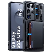 Oupeigar for Samsung Galaxy S25 Ultra Case, with [Cards Holder][Camera Cover][Edge Raised] Rugged Shockproof Silicone Protective Phone Case-Black