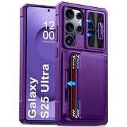 Oupeigar for Samsung Galaxy S25 Ultra Case, with [Cards Holder][Camera Cover][Edge Raised] Rugged Shockproof Silicone Protective Phone Case-Purple