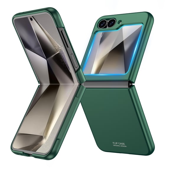 Oupeigar For Samsung Galaxy Flip 6 Phone Case,With Screen Protection,Hinge Protection,Anti-Scratch,Support Wireless Charging Shockproof Case-Dark Green