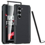 Oupeigar for Galaxy Z Fold 6 Case with S Pen Holder, [Hinge Protection & Screen Protection] PU Leather Matte PC Shockproof Case for Galaxy Z Fold 6 - Aramid fiber