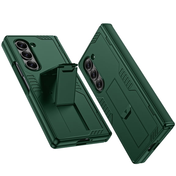 Oupeigar for Samsung Galaxy Z Fold 6 Case&Stand,Hinge Protection&Screen Protector,Full Body Heavy Duty Shockproof Slim Wireless Charging Case-Green