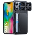 thumbnail image 1 of Oupeigar For iPhone 16 Pro With Card Holder (4 Cards),Slide Camera Cover,Drop Protection,Rugged Hard Back,Silicone Edge Wallet Phone Case-Black, 1 of 8