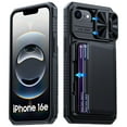 thumbnail image 1 of Oupeigar for iPhone 16 E/17E Phone Case with [Cards Holder][RFID Blocking][Camera Cover]Rugged Shockproof Silicone Protective Case-Black, 1 of 10