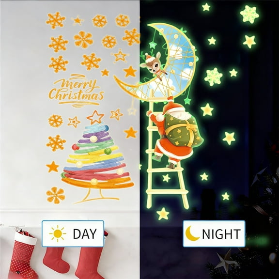 outdoor christmas tree Christmas Glows In The Dark Wall Stickers Santa Claus Christmas Trees And Other Holiday Decoration Stickers christmas decorations outdoor