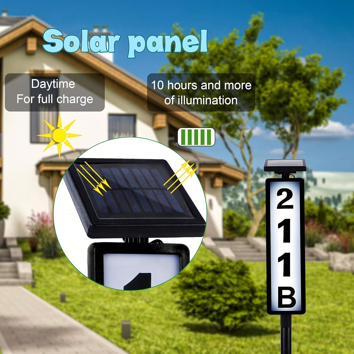 An outdoor lighting house number light, solar address sign, dual light ...